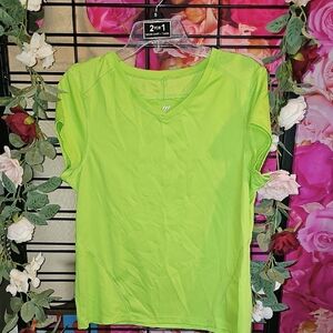 Moret Ultra Women's Green V-Neck Cap Sleeve Actuve Speed Dri T-Shirt Size XLarge